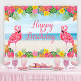 Heiß Rosa Blumen Flamingo Glücklich Sommer Geburtstag Hintergrund